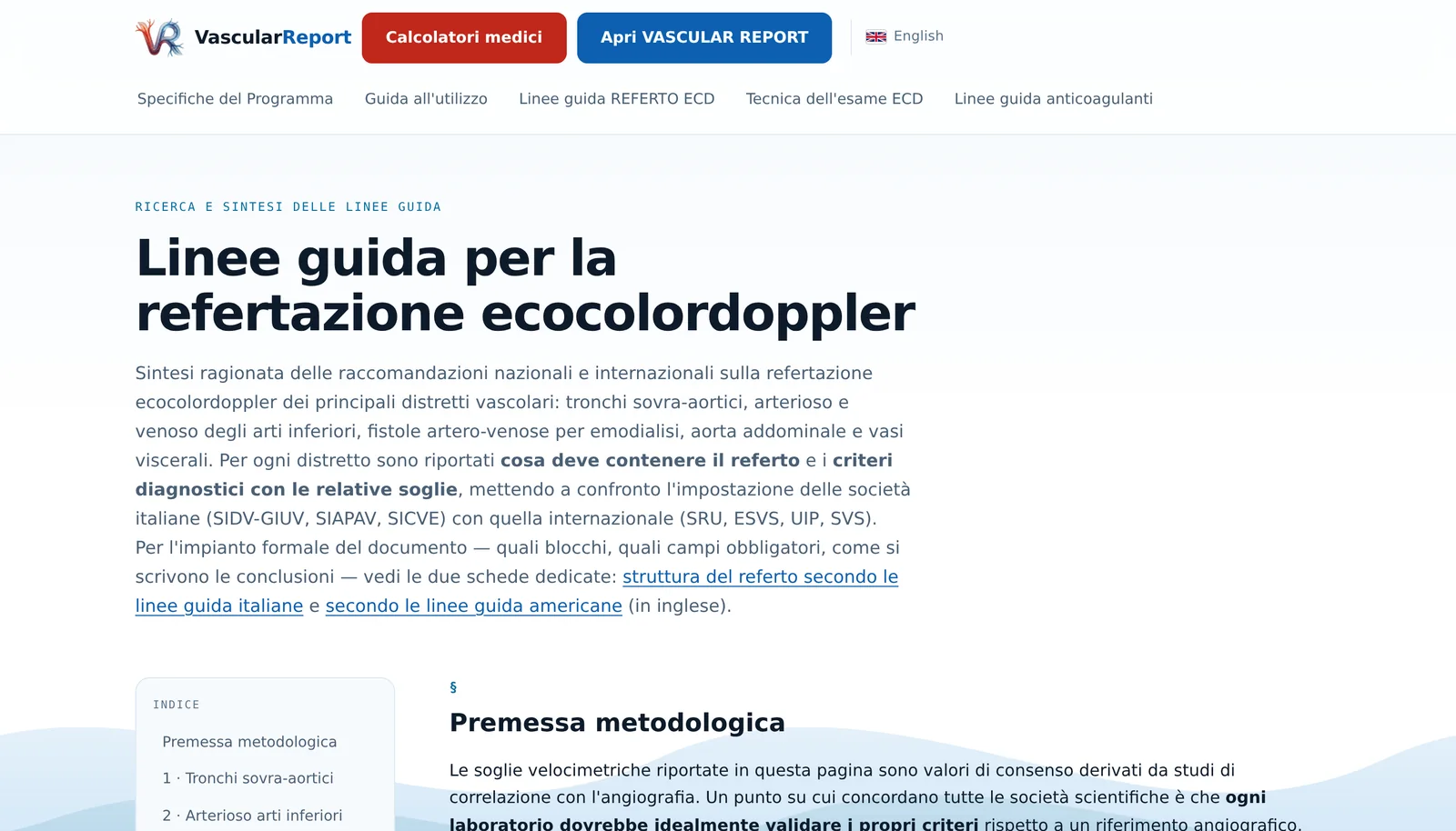 Pagina delle linee guida